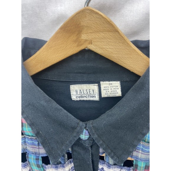 Halsey Collection Women’s Shirt Multicolored Size 3X Button Down Weave Patterned - Picture 4 of 10